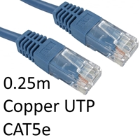 Cat 5e Cables | TARGET RJ45 (M) to RJ45 (M) CAT5e 0.25m Blue OEM Moulded Boot Copper UTP Network Cable | URT-600-HB | ServersPlus