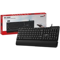 PC Keyboards & Mice | GENIUS  KB-100XP Wired, USB Plug and Play, 12 Multimedia Function Keys, Full Size UK Layout Design wi | 31310050407 | ServersPlus