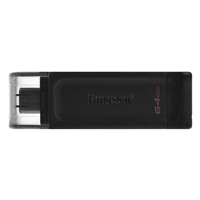 USB Flash Drives | KINGSTON  DT70/64GB DataTraveler 64GB USB Flash Drive, USB 3.2,  USB-C, Gen1, 80MB/s, Clear Cap, Blac | DT70/64GB | ServersPlus