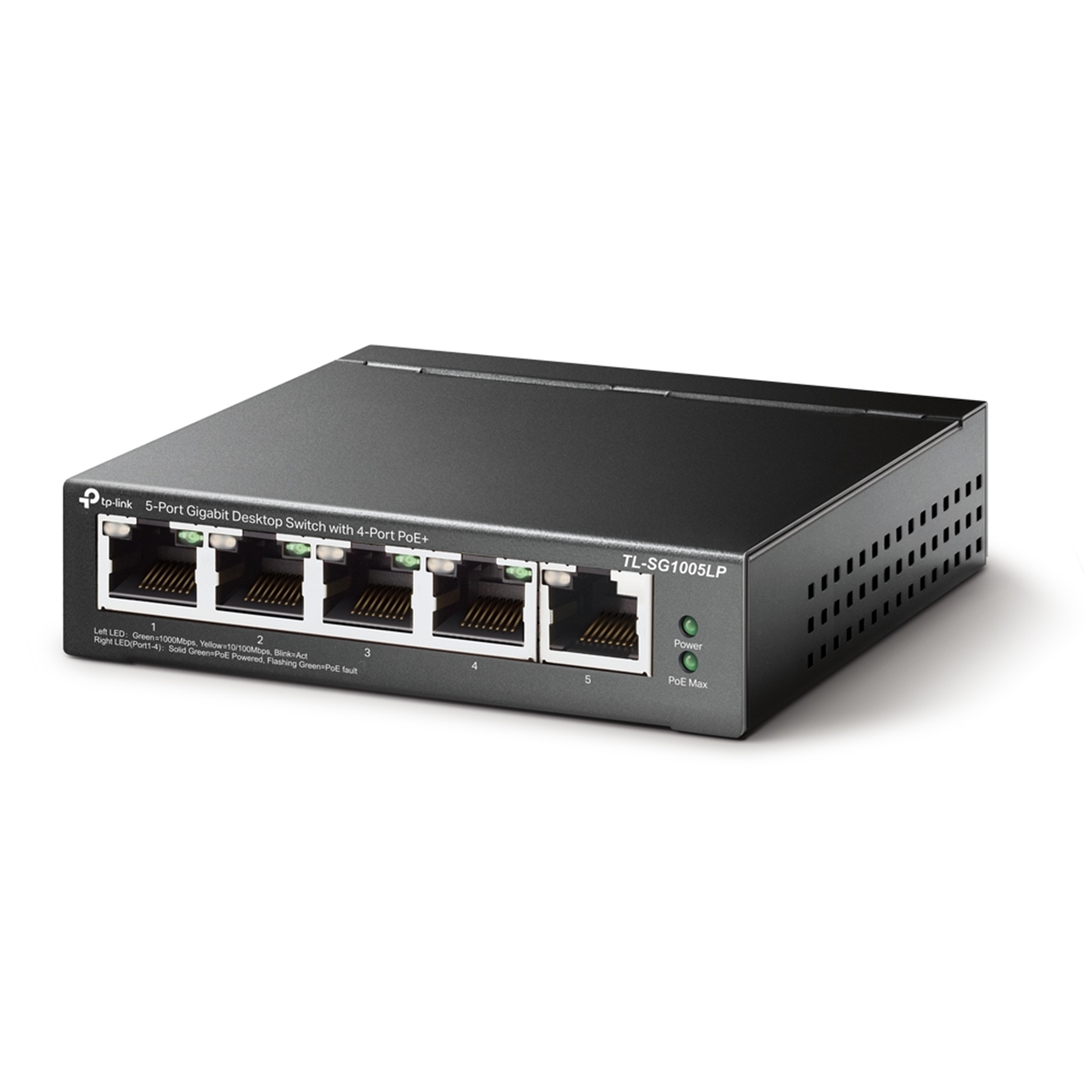 TP-LINK TL-SG1005LP 5-Port Gigabit Desktop Switch with 4-Port PoE+ .