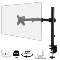 Monitor Desk Mounts & Brackets | piXL  Single Monitor Arm, For Screens Upto 32 inch, Desk Mounted, VESA dimensions of 75x75mm or 34 in | SINGLE ARM | ServersPlus