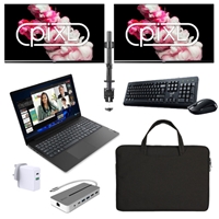 Lenovo Laptops | LENOVO Complete Home Office Bundle - Lenovo V15 G4 15.6in Business Laptop, Dual 27in Displays, Accessories | DOUBLE ARM, LB001 15.6 BLACK , 43360, QC72, 31330001416, 82YU00FVUK, PX27IVH | ServersPlus