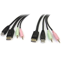 KVM Switch | STARTECH 6ft 4-in-1 USB DP KVM Cable with Audio and Microphone | DP4N1USB6 | ServersPlus