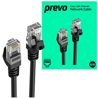 Cat 6 Cables | PREVO  CAT6-BLK-1M Network Cable, RJ45 (M) to RJ45 (M), CAT6, 1m, Black, Oxygen Free Copper Core, Stu | CAT6-BLK-1M | ServersPlus