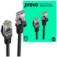 Cat 6 Cables | PREVO  CAT6-BLK-2M Network Cable, RJ45 (M) to RJ45 (M), CAT6, 2m, Black, Oxygen Free Copper Core, Stu | CAT6-BLK-2M | ServersPlus