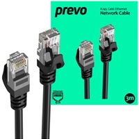 Cat 6 Cables | PREVO  CAT6-BLK-3M Network Cable, RJ45 (M) to RJ45 (M), CAT6, 3m, Black, Oxygen Free Copper Core, Stu | CAT6-BLK-3M | ServersPlus