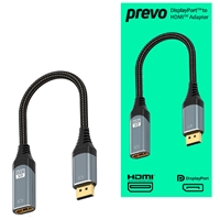 Monitor Accessories | PREVO  DPM-HDMIF-ADA Display Converter Adapter, DisplayPort (M) to HDMI (F), 0.2m, Black & Silver, Di | DPM-HDMIF-ADA | ServersPlus