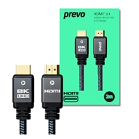 Monitor Accessories | PREVO  HDMI-2.1-2M HDMI Cable, HDMI 2.1 (M) to HDMI 2.1 (M), 2m, Black & Grey, Supports Displays up t | HDMI-2.1-2M | ServersPlus