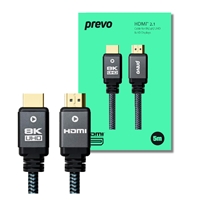 Monitor Accessories | PREVO  HDMI-2.1-5M HDMI Cable, HDMI 2.1 (M) to HDMI 2.1 (M), 5m, Black & Grey, Supports Displays up t | HDMI-2.1-5M | ServersPlus