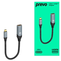 Monitor Accessories | PREVO  USBC-HDMI-ADA Display Converter Adapter, USB Type-C (M) to HDMI (F), 0.2m, Black & Silver, HDM | USBC-HDMI-ADA | ServersPlus