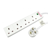 UK Power Cables | TARGET 2m 4 Gang Surge Protected LED Indicator UK Mains Extension - White | RB-02M04SPD | ServersPlus