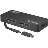 Docking Stations | PLUGABLE  USBC-6950UE USB-A/USB-C Dual HDMI/DisplayPort Ethernet DisplayLink Certified Docking Statio | USBC-6950UE | ServersPlus