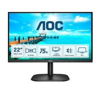 22 Inch PC Monitors | AOC  22B2H/EU 21.5 Inch Frameless Monitor, Full HD, Widescreen, VGA, HDMI, 4ms, 75Hz, VESA, Tilt  | 22B2H/EU | ServersPlus