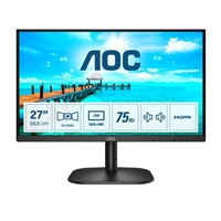 23 Inch and above PC Monitors | AOC  27B2AM 27 Inch LED Monitor,  Widescreen, Full HD, VGA, HDMI, 4ms, 75Hz, Frameless, Speakers, VES | 27B2AM | ServersPlus