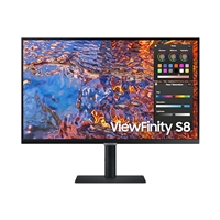 23 Inch and above PC Monitors | SAMSUNG  ViewFinity S8 27-Inch LED IPS Monitor, 4K, 60Hz, 5ms, USB-C, HDMI, DisplayPort, Black | LS27B800PXPXXU | ServersPlus