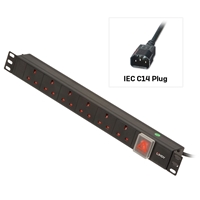 Server Power Distribution Units | LINDY Horizontal 1U 6-Way UK Plug Sockets to IEC C14 Plug - 73561 | 73561 | ServersPlus