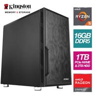 All Desktops Computers | TARGET AMD Ryzen 5 7600 6 Core 12 Threads 3.80GHz (5.10GHz Boost) Kingston 16GB DDR5 RAM, Kingston 1TB NVMe | SBBUS-AN-A7516 | ServersPlus