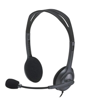 PC Speakers | LOGITECH  H111 Wired Headset, Stereo Sound, 3.5mm Audio Jack, Noise-Cancelling Microphone, Black | 981-000593 | ServersPlus