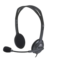 PC Speakers | LOGITECH  H111 Wired Headset, Stereo Sound, 3.5mm Audio Jack, Noise-Cancelling Microphone, Black | 981-000593 | ServersPlus